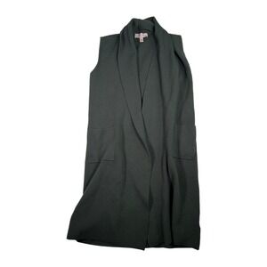 Philosophy Republic Clothing Sleeveless Olive‎ Green Knit Duster Vest S/P Womens